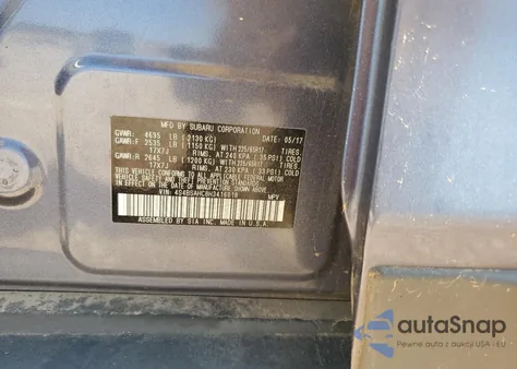 2017 Subaru Outback 2.5I Premium z USA, uszkodzony, nr VIN 4S4BSAHC8H3416018